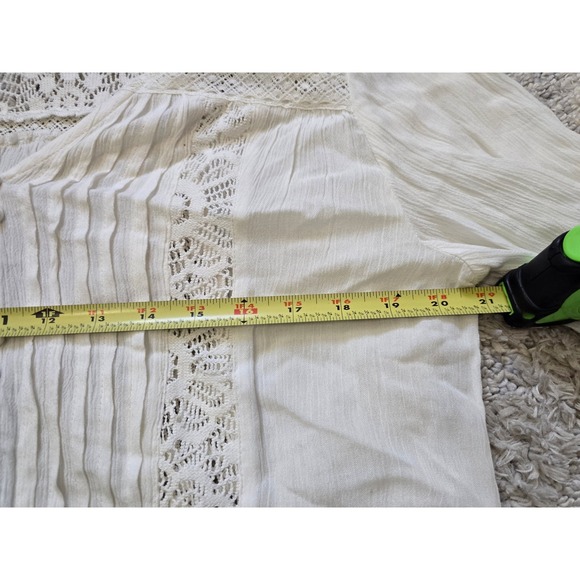 American Eagle sz L White Long Sleeve Lace Blouse Button Up‎ Bohemian Casual Top - Picture 11 of 11